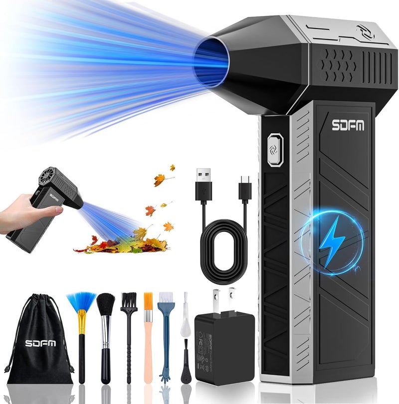 DFM Compressed Air Duster - Electric Air Duster with Built in Brushless Motor,130,000RPM, 3-Speed Adjustable Air Blower - Suitable for Keyboard, Computer, car, and Home Cleaning (X3) (Max-Black) - Image 1